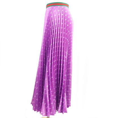 Gucci Adidas 696770 Webline GG Logo Trefoil Long Skirt Pleated Skirt Purple 42