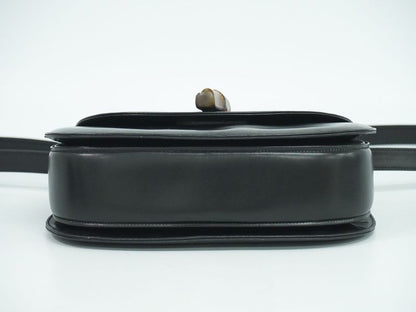 Authentic Gucci Bamboo 2WAY Shoulder Bag Handbag Pochette Leather Black Bamboo