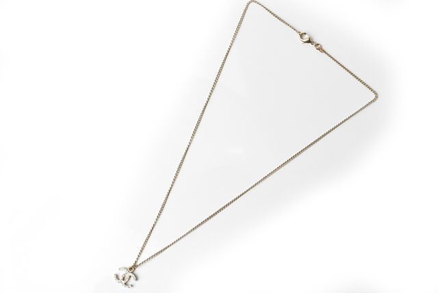 Chanel Necklace Pendant Chanel Coco Mark CC Rhinestone Gold