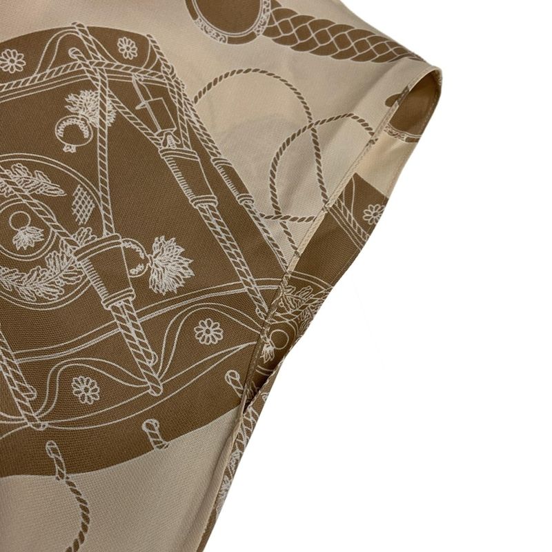 Hermes Dress Size 36 S Women - 3h0612d1 Beige And Light Brown Short Sleeves/knee