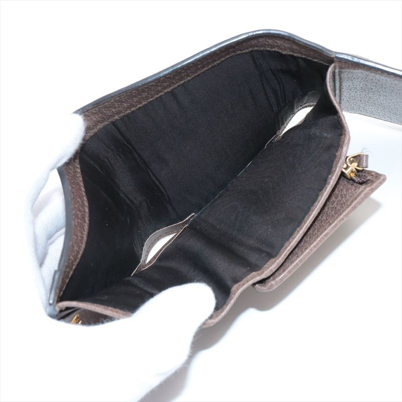 Gucci Ophidia GG Supreme PVC X Leather Compact Wallet 523174 Beige X Ebène Made