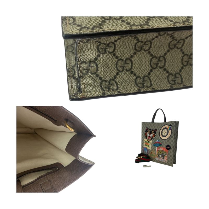 Gucci Embroidery Courier Applique Beige Multicolor GG Supreme Canvas 474084