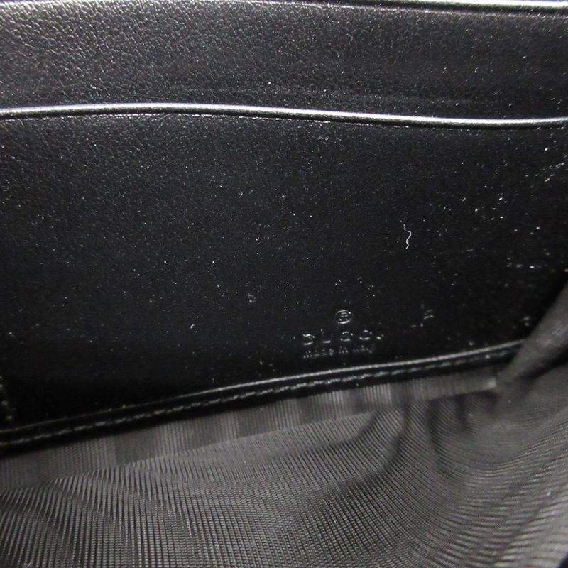 Gucci 762167 Minijohn Double Leather Black Bifold Long Wallet 0140 Gucci