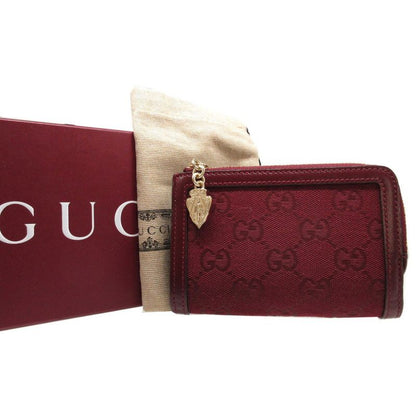 Gucci Compact Wallet 790036 GG Canvas Leather Bordeaux L Zipper Wallet 1893