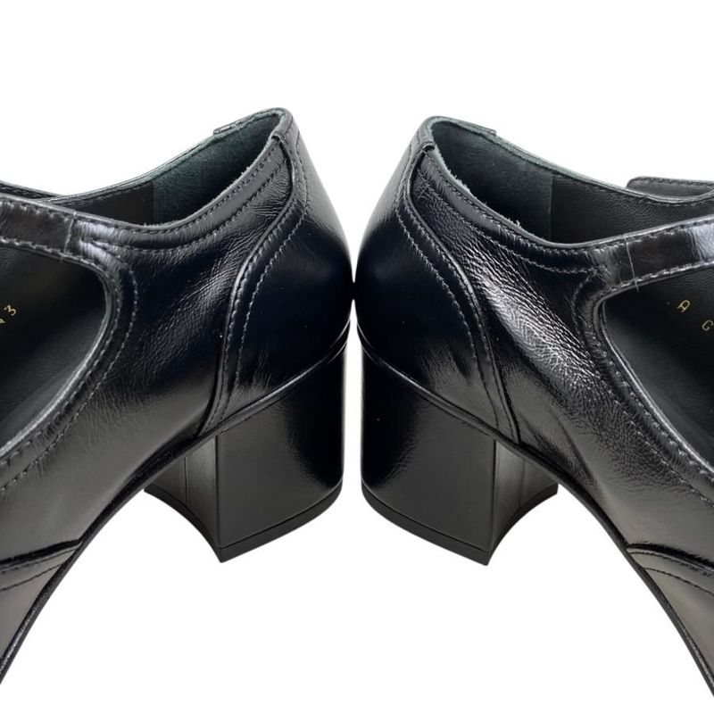 Chanel Heel Pumps Mary Jane G46443 37 1 2 Size Leather Coco Mark Black Gold