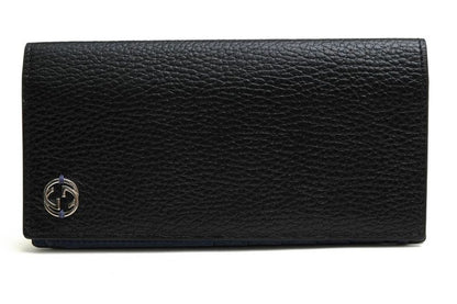 Gucci Long Wallet Men Leather Genuine Black 610467 Cao2n 1040 Interlocking G