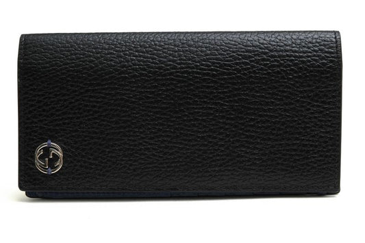Gucci Long Wallet Men Leather Genuine Black 610467 Cao2n 1040 Interlocking G