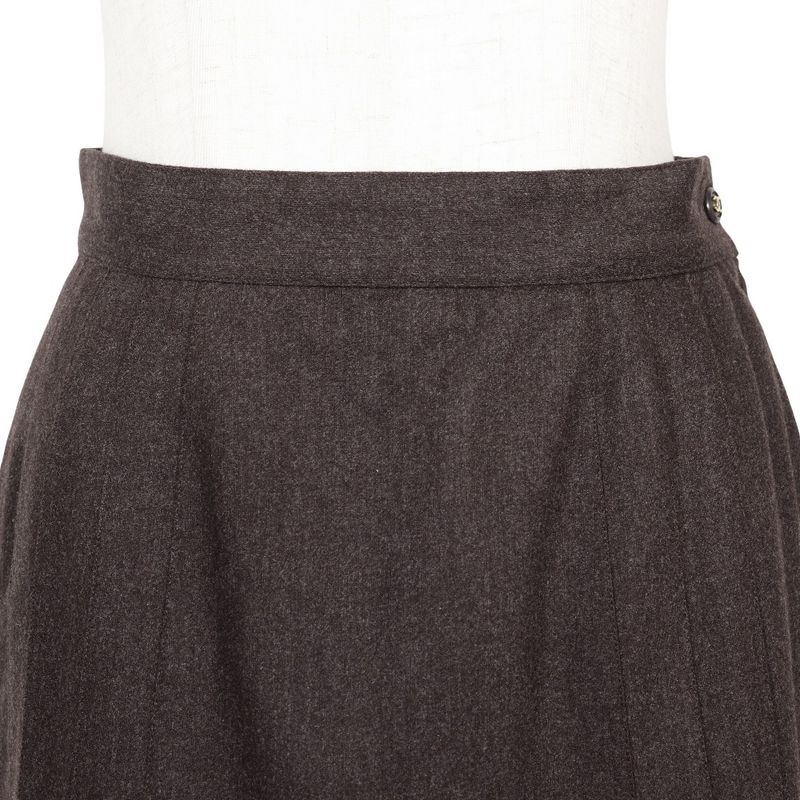 Chanel Flared P03640v03532 Wool Brown Women's Skirt