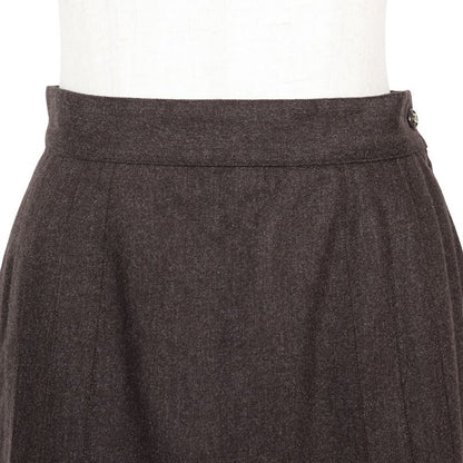 Chanel Flared P03640v03532 Wool Brown Women's Skirt