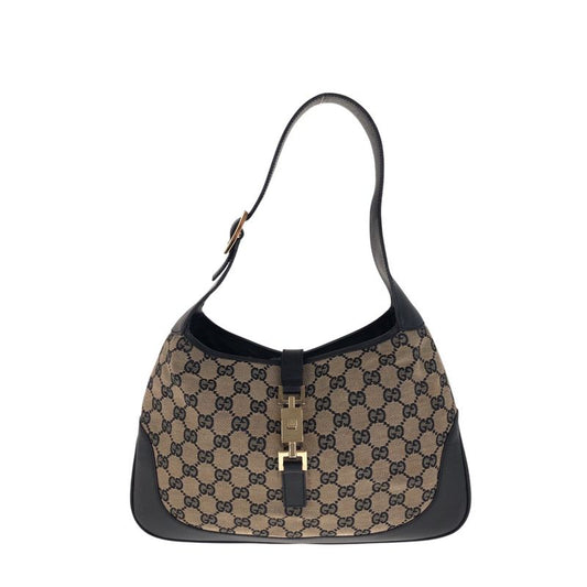 Gucci Jackie Black Gold Hardware GG Canvas/leather 001 3306 Shoulder Bag