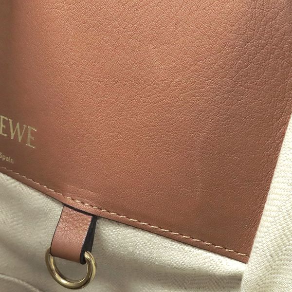 Loewe 2way Bag Hammock Bag Small Leather Jacquard Cotton Ecru and Tan Gold