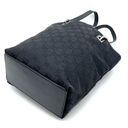 Gucci 31244 Handbag Tote Shoulder Bag GG Canvas Leather Black Women Men Fashion