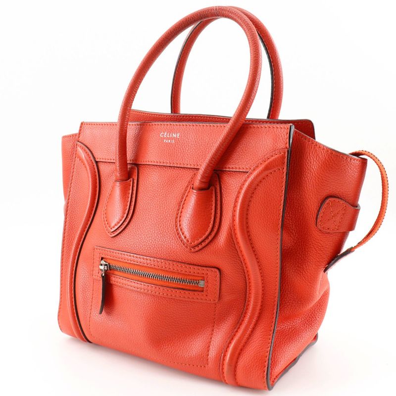 Celine Luggage Micro Shopper Leather Red Ladies Handbag