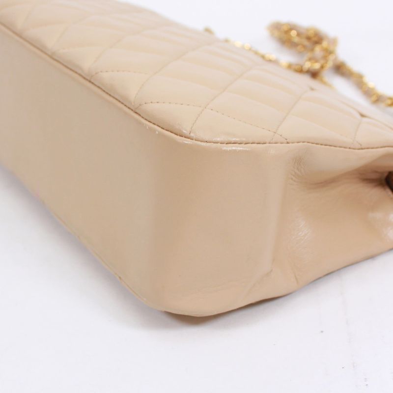Chanel Matelasse Chain Calfskin Beige Shoulder Bag Gold