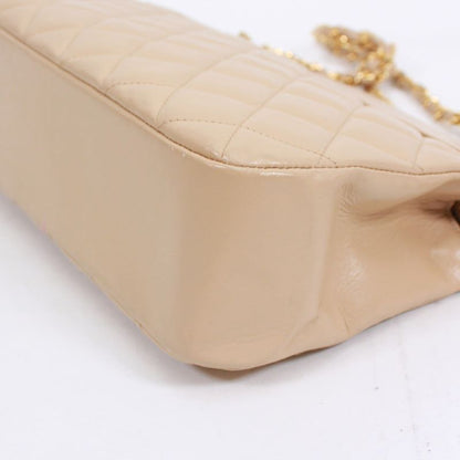 Chanel Matelasse Chain Calfskin Beige Shoulder Bag Gold