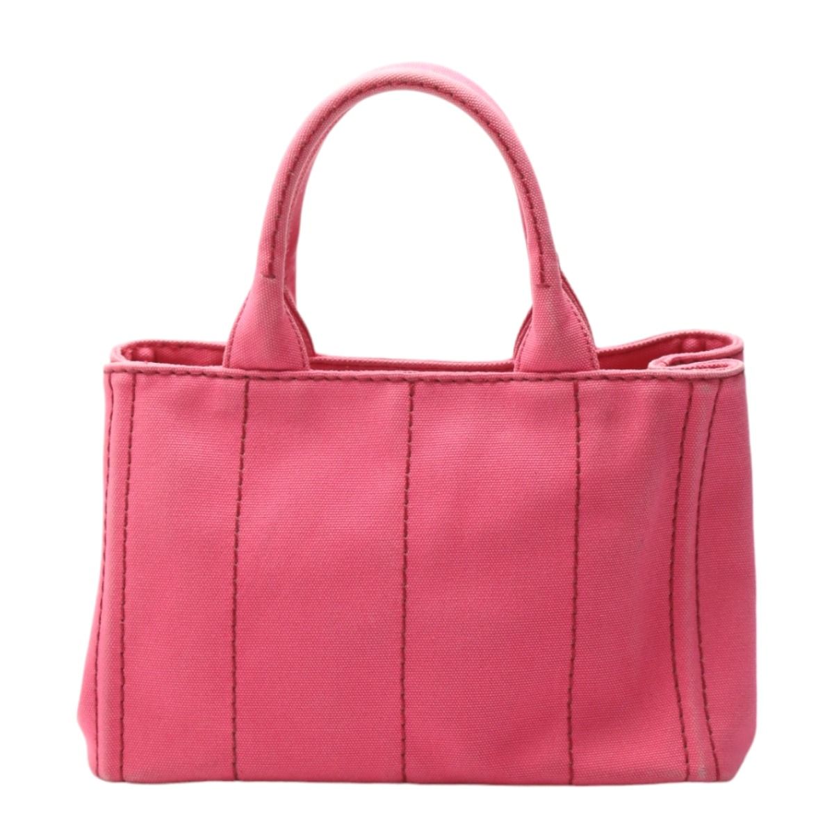 Prada 1 Bg439 Cotton Canvas Tote Bag Canapa Mini Pink
