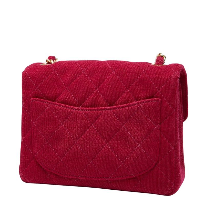 Chanel Coco Mark Mini Matelasse 17 Chain Shoulder Bag Red Cotton Women Chanel