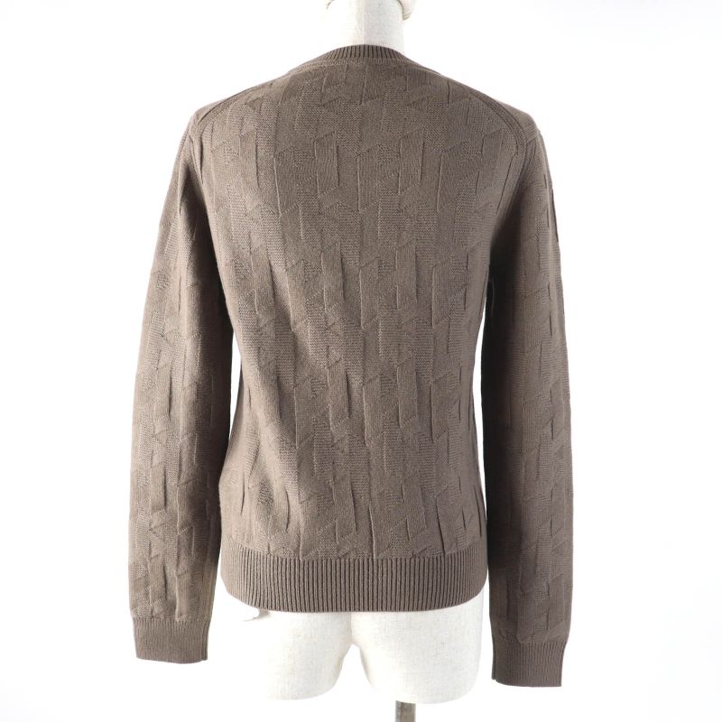 Hermes 23AW 3h2617d4 100% Wool H Motif Crewneck Long Sleeve Jacquard Knit Brown