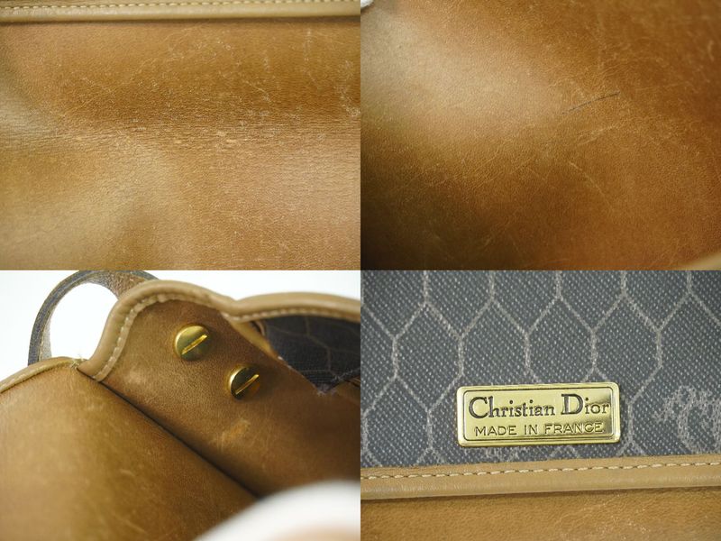 Object Christian DIOR Honeycomb Pattern Shoulder Bag Pochette PVC Black Bag