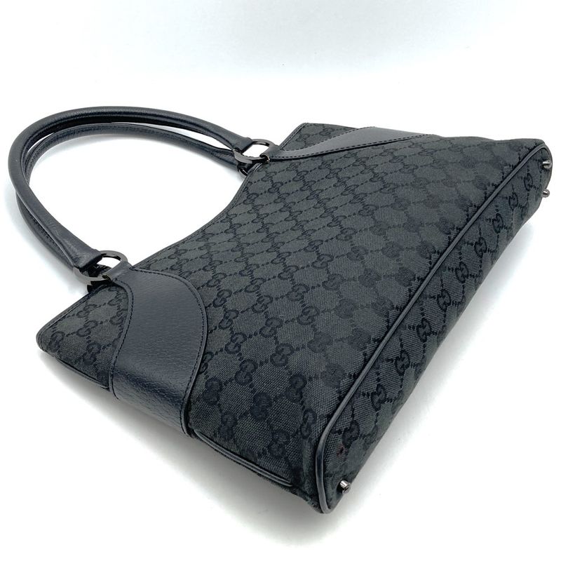 Gucci 113015 Handbag GG Canvas Leather Black Ladies Men Fashion Gift