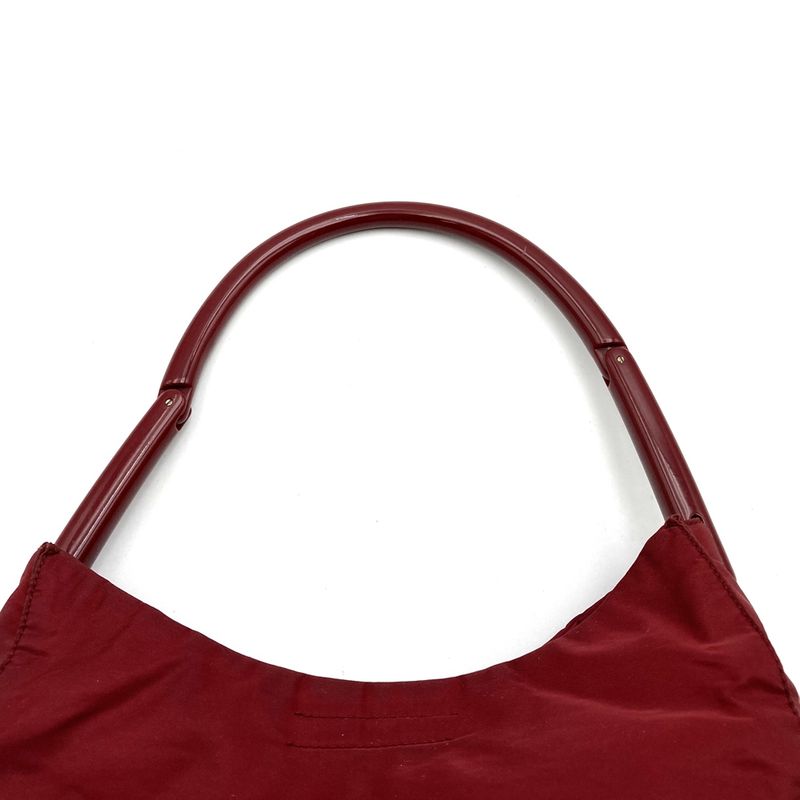 Prada Tote Handbag One Shoulder Plastic Handle Nylon Red Vintage Ladies Men