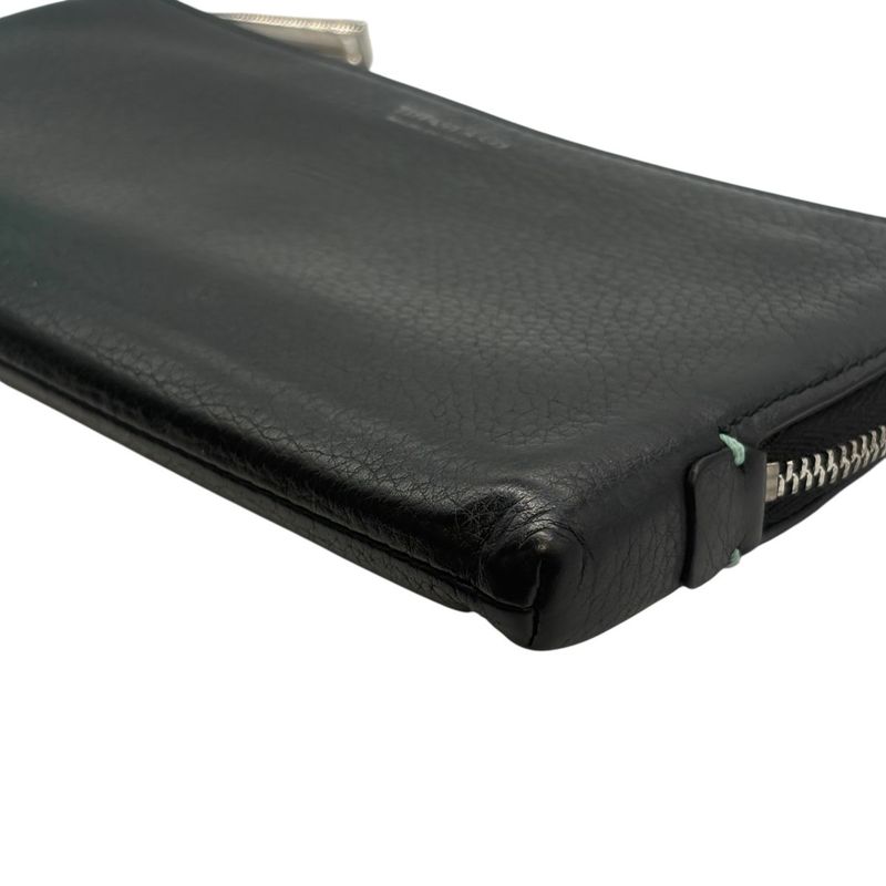 3018 Tiffany & Co Tiffany & Co Zip Wallet L-Shape Black Light Blue Silver