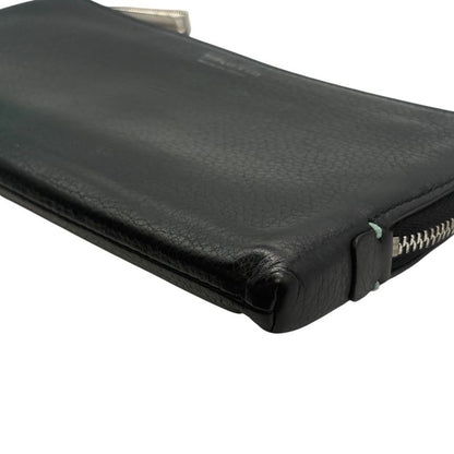 3018 Tiffany & Co Tiffany & Co Zip Wallet L-Shape Black Light Blue Silver