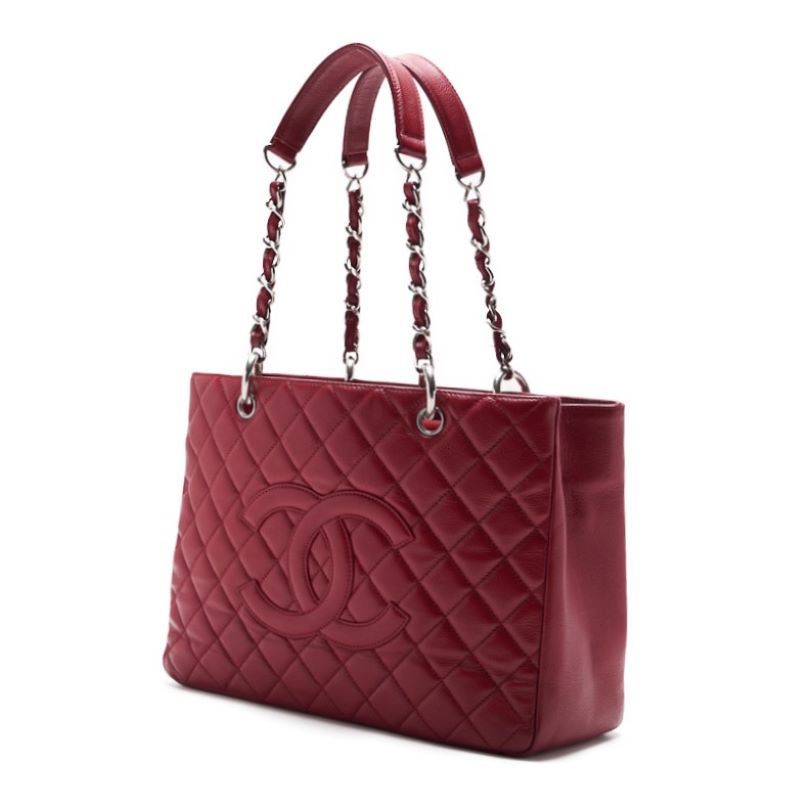 Chanel Matelasse GST Coco Mark Double Chain Shoulder Caviar Skin Red With