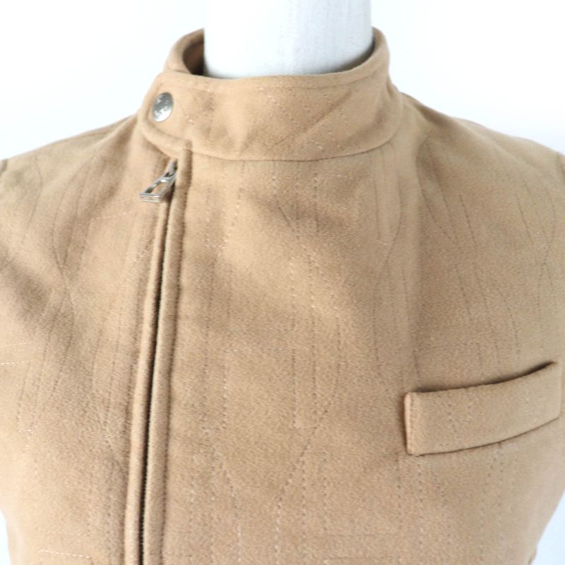 Hermes 100% Cotton Serie Button H Motif Padded Zip Up Padded Vest Beige 36 Made