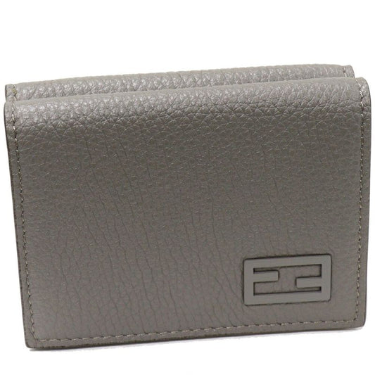 Fendi Trifold Wallet With Coin Purse FF Bucket Calf Grey 7m0280 AG0L F0qa1