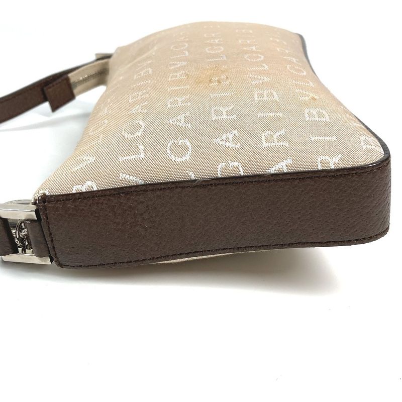 Bvlgari Shoulder Bag Logomania Logo Leather / Canvas Beige