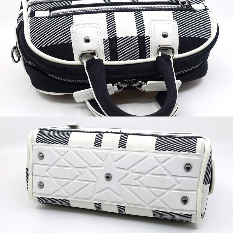 Dior Vive Small Bow Ring Bag Canvas Leather Black White Black Hardware