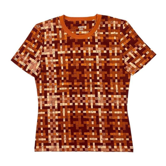 Hermes Short Sleeve T-Shirt Bolduc Check Micro 5e4645dk 36 Size Cotton Logo