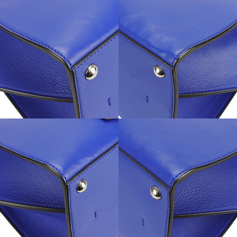 Fendi Handbag Trois Jour 8bh279 Leather Blue Silver Hardware 2WAY Shoulder