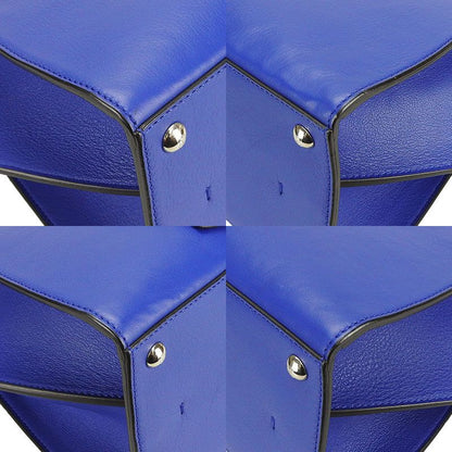 Fendi Handbag Trois Jour 8bh279 Leather Blue Silver Hardware 2WAY Shoulder