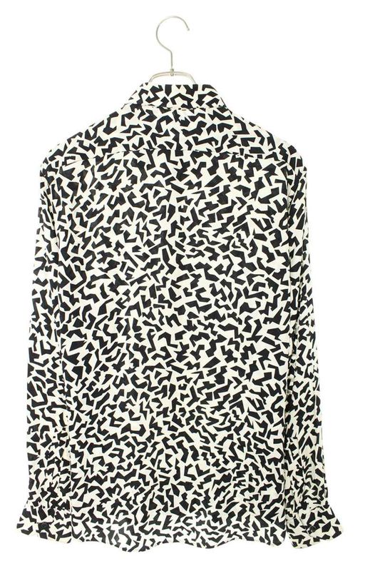 Saint Laurent Paris 646850 Y2d14 Printed Silk Long Sleeve Shirt Men's 38