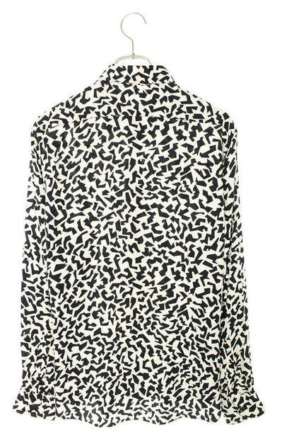 Saint Laurent Paris 646850 Y2d14 Printed Silk Long Sleeve Shirt Men's 38
