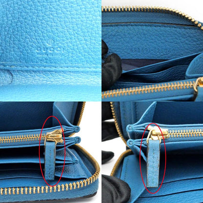 Gucci Logo Zip Around Wallet 658691 Blue - Blue Long Wallet Leather