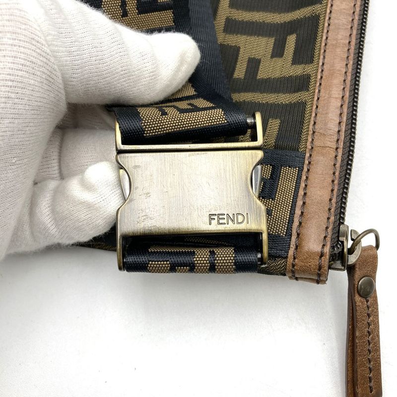 Fendi 2386 7va187 Waist Bag Shoulder Bag Body Bag Zucca Nylon Canvas Leather