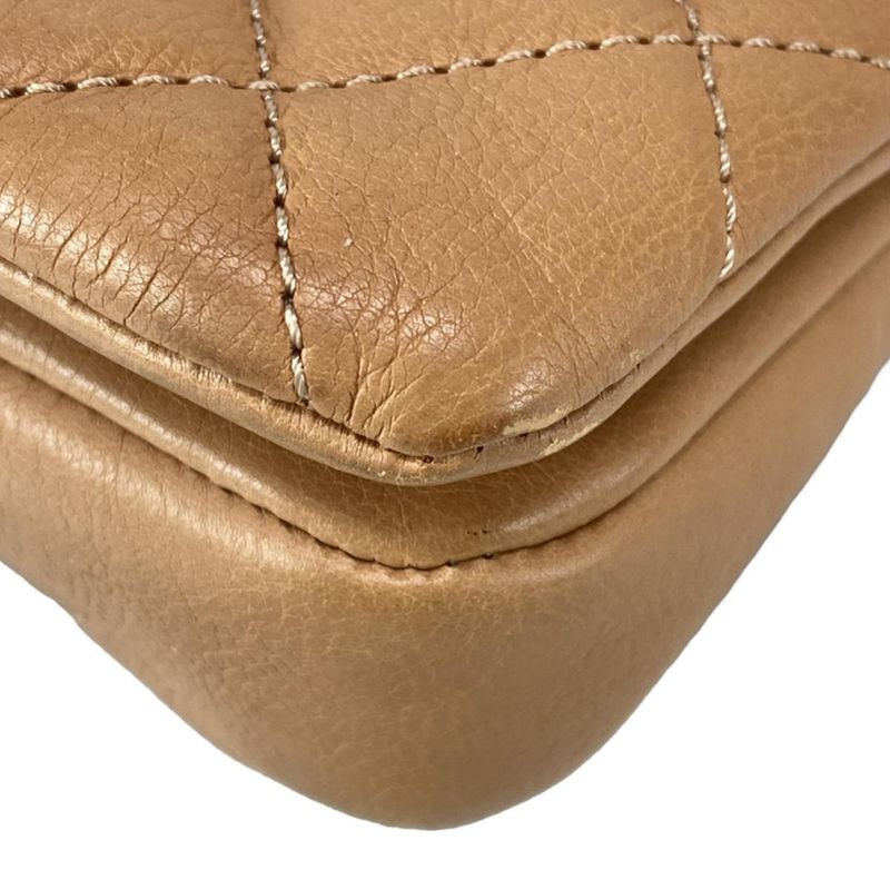 Chanel Shoulder Bag Single Flap Matelasse Light Brown Chain Shoulder/vintage