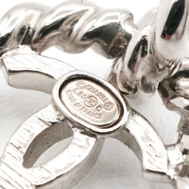 Chanel Earrings Earring Silver Coco Mark Circle