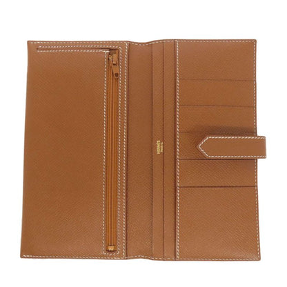 Hermes Bearn Classic Gold Hardware Long Wallet With Coin Purse Courchevel Women