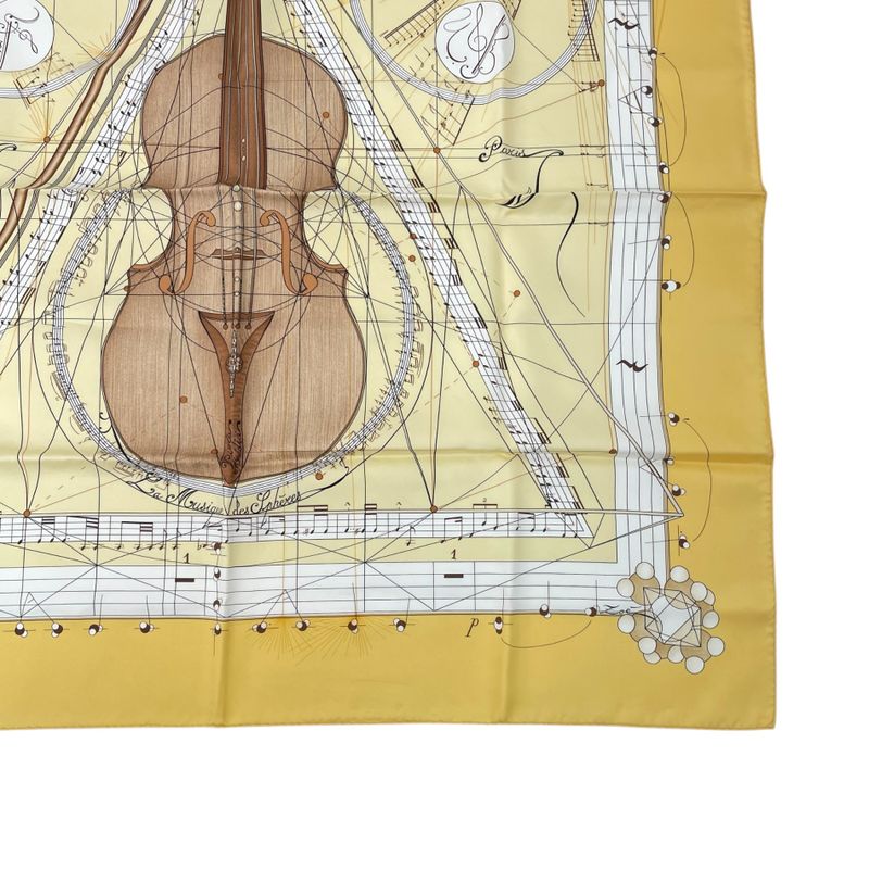 Hermes Scarf Silk Carre 90 Music Of The Spheres La Musique Des Spheres Yellow