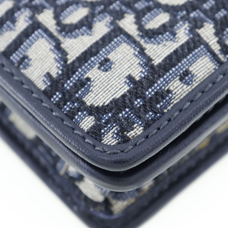 Dior Christian Dior 2WAY Waist Pouch Trotter Oblique Canvas X Leather Navy