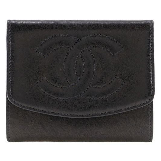 Chanel Coco Mark Vintage Lambskin Black Ladies Coin Case