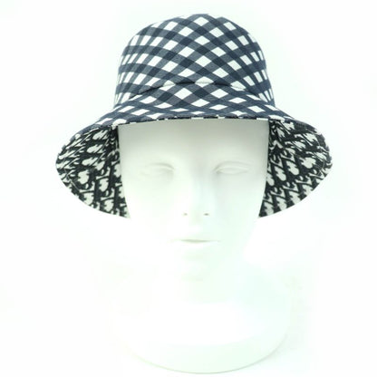 Christian DIOR 22SS 22vic923i130 Polyester Cotton Check Oblique Bucket Hat Navy