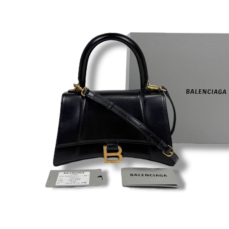 Balenciaga Hourglass 2WAY Mini Shoulder Bag Black Gold Hardware Leather