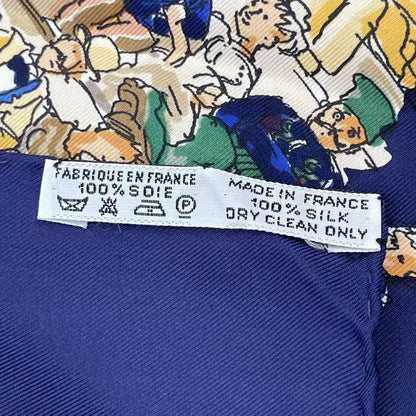 Hermes Carre 90 Cirque Molier Molie Circus Scarf 100% Silk Navy