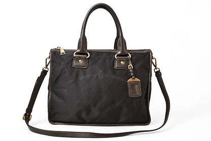 Prada Tote Bag Shoulder Bag 2way Prada Bag Bl0748 Nylon Jacquard Black With