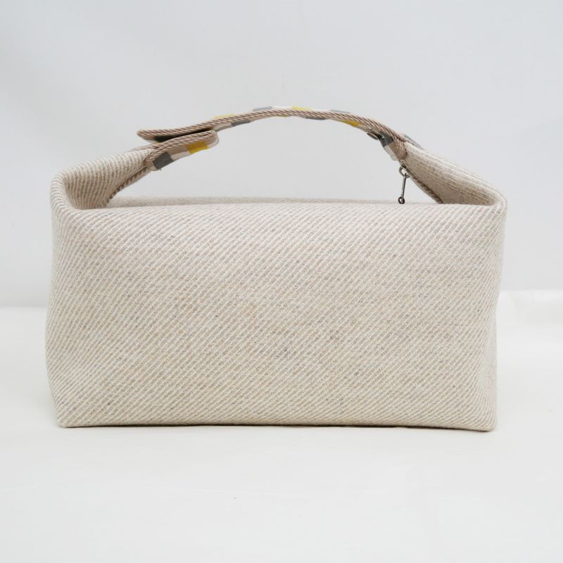 Hermes Brid A Black GM Au-carre Handbag Pouch Seigle Beige Ladies Men's